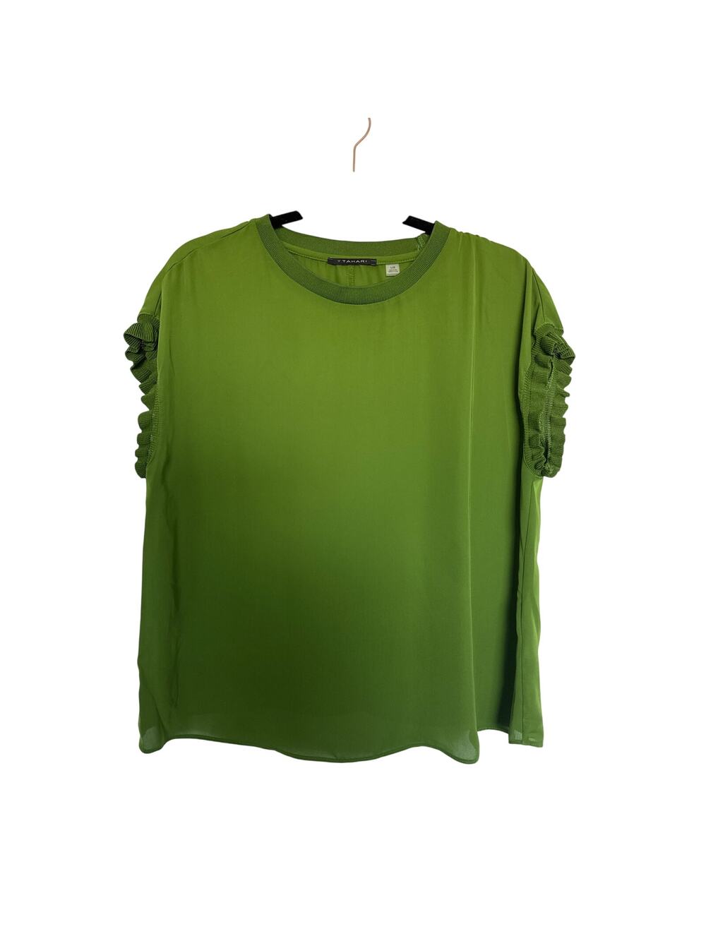 T Tahari Lettuce Edge Popover Blouse, L